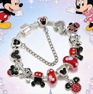 Disney Charm Bracelet Mickey & Minnie Pandora Style Collector's Piece